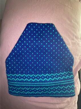 Handmade Blue & Teal Wool Hat made by Maureen of the News NH